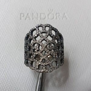 Pandora Auth. Vintage Stirling Silver Shimmering Lace Ring